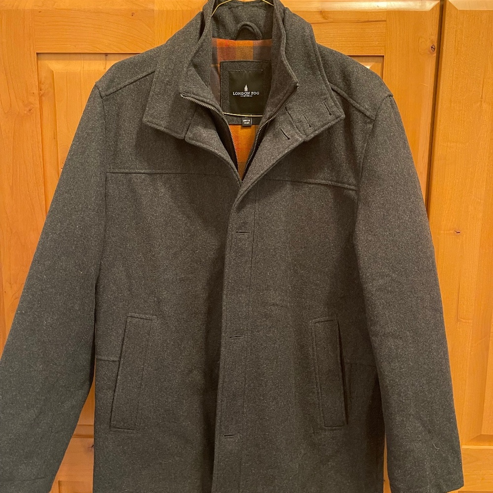 Men's London Fog Pea Coat Gray Medium